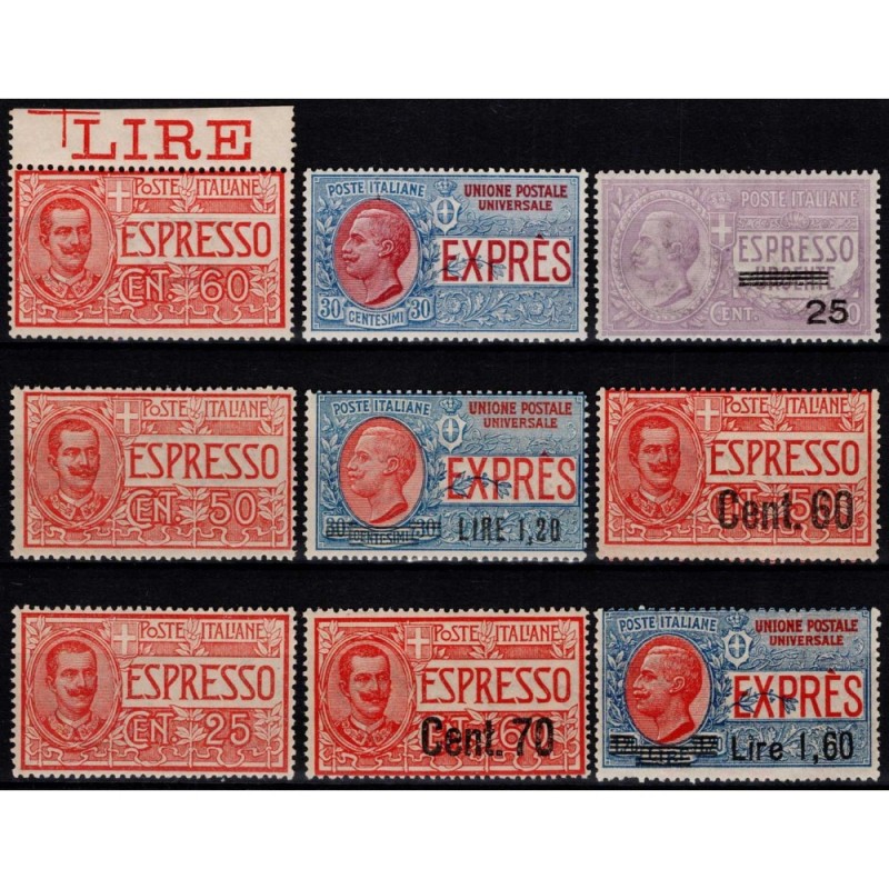 REGNO 1903-25 ESPRESSI LOTTO 9 VALORI G.I. MNH**  | Filatelia Meloni