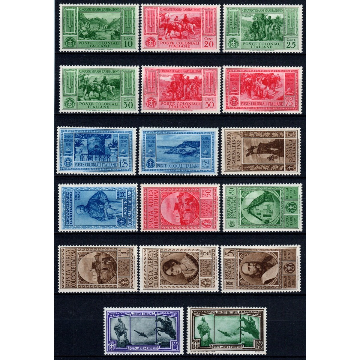 COLONIE 1932 EMISSIONI GENERALI CINQUANTENARIO GARIBALDINO S.2 G.I ... COLONIE 1932 EMISSIONI GENERALI CINQUANTENARIO GARIBALDINO S.2 G.I ...