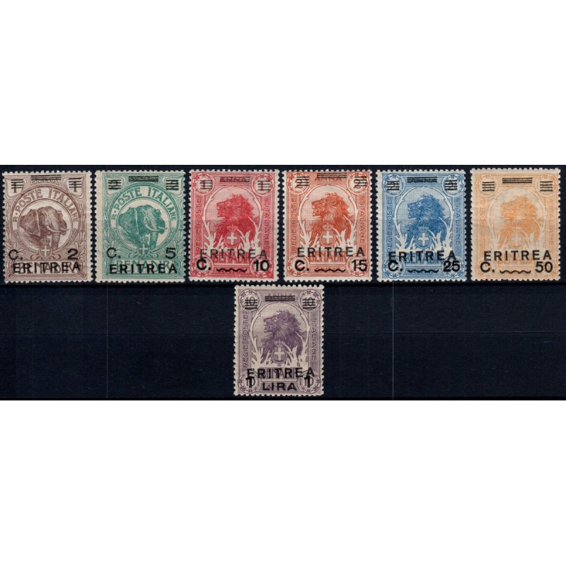 COLONIE 1922 ERITREA SOPR. 7 VALORI S.11 G.I MNH**  | Filatelia Meloni