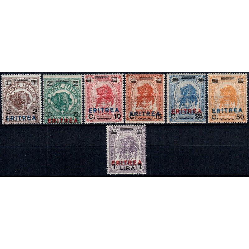 COLONIE 1924 ERITREA SOPR. 7 VALORI S.18 G.I MNH**  | Filatelia Meloni