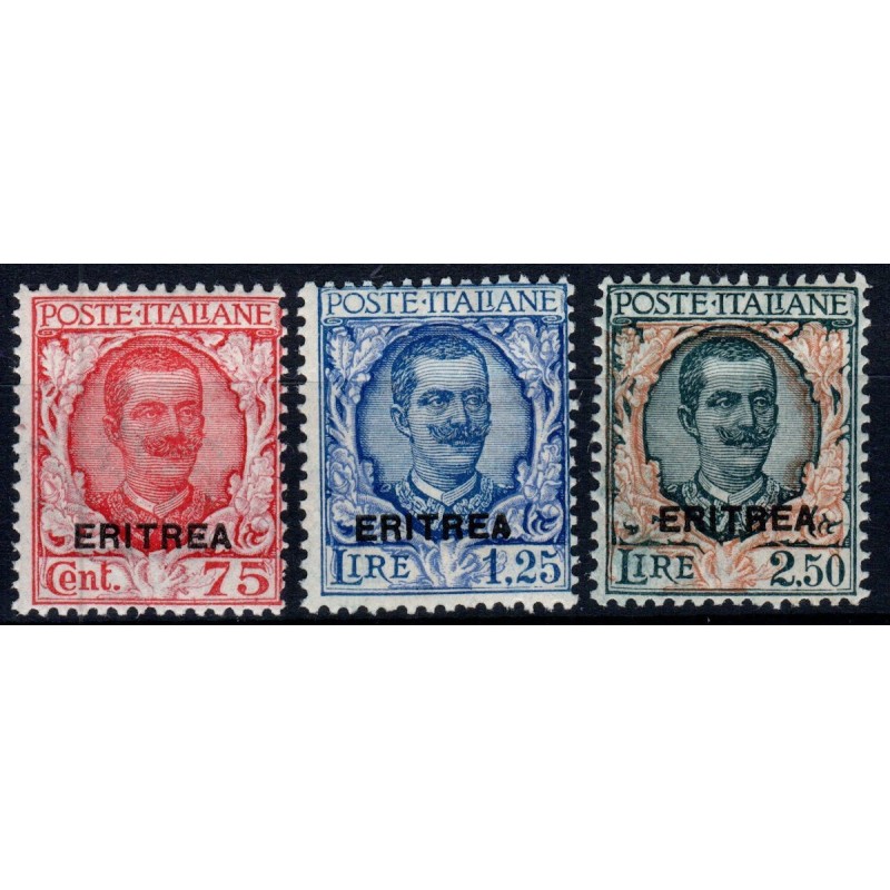 COLONIE 1926 ERITREA SOPR. 3 VALORI S.24 G.I MNH**  | Filatelia Meloni