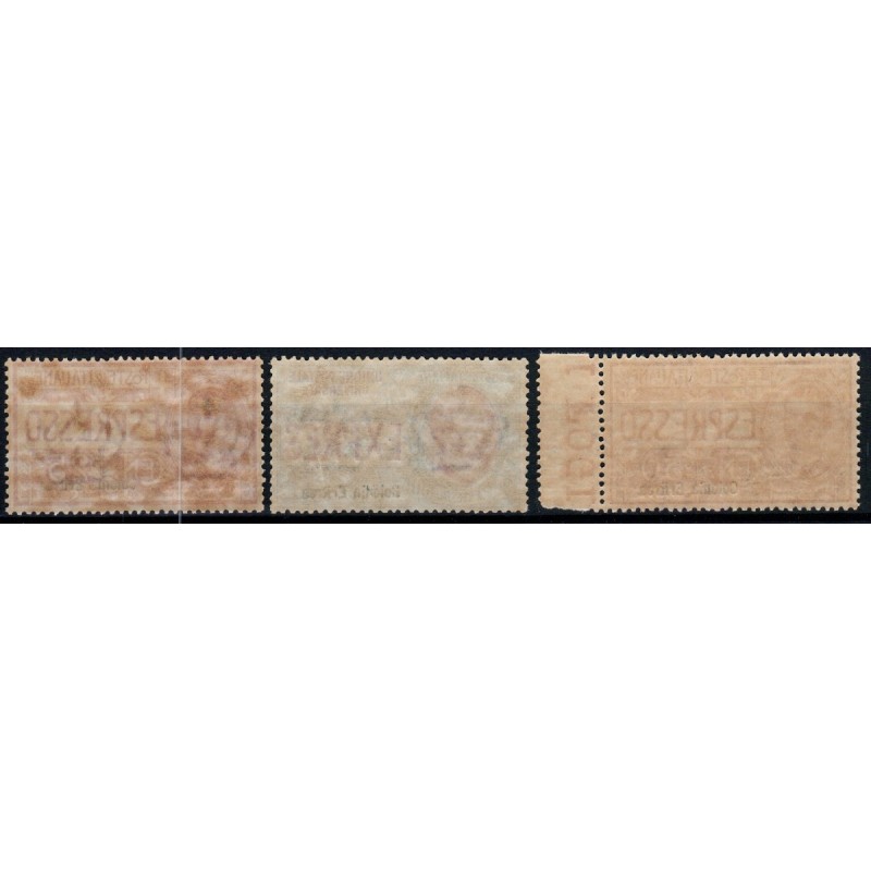 COLONIE 1907-21 ERITREA ESPRESSI SOPR. 3 VAL. S.50 G.I MNH** CERT. ...
