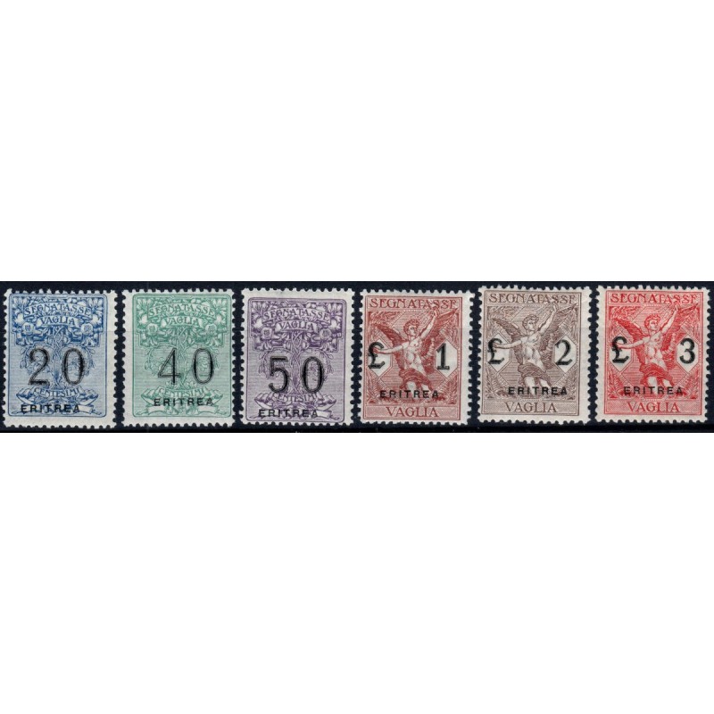 COLONIE 1924 ERITREA SEGNATASSE PER VAGLIA 6 VALORI S.63 G.I MNH** ...