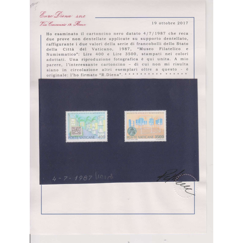 VATICANO 1987 PROVE NON DENTELLATE MUSEO FILATELICO E NUMISMATICO 4...