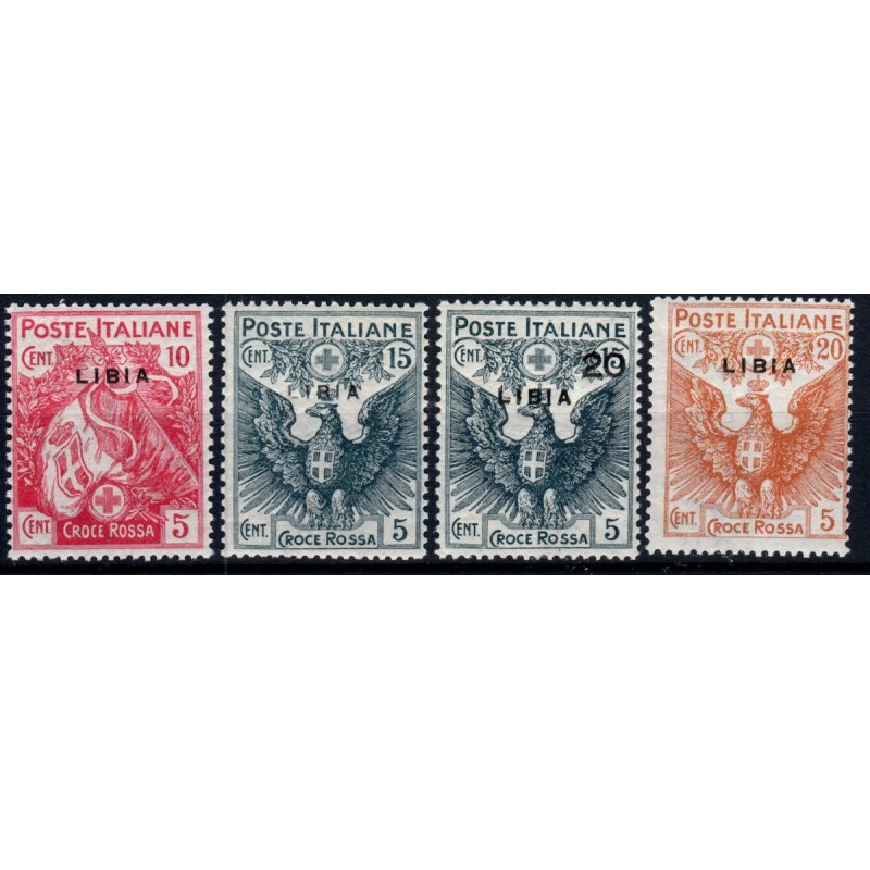 COLONIE 1915 LIBIA CROCE ROSSA 4 VALORI S.3 G.I MNH**  | Filatelia ...