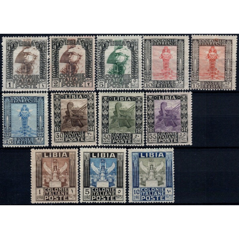 COLONIE 1921 LIBIA PITTORICA DENT. 13 1/2-14 12 VALORI S.5 G.I MNH*...