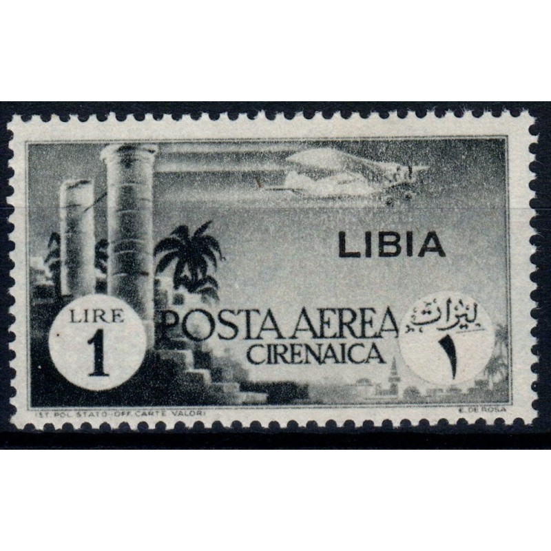 COLONIE 1941 LIBIA POSTA AEREA 1 LIRA N.52 G.I MNH**  | Filatelia M...