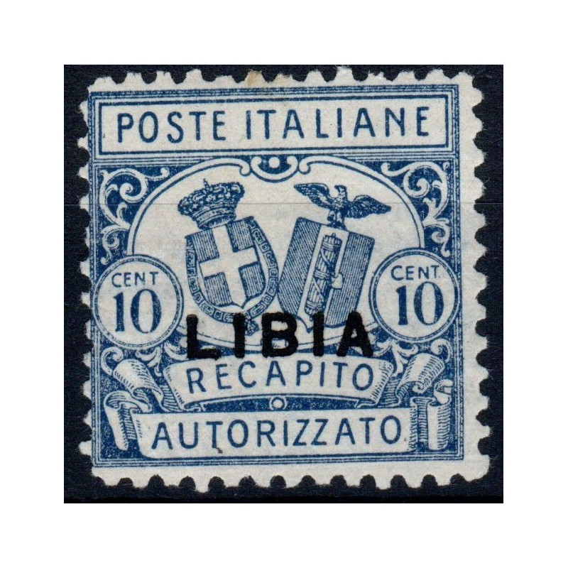 COLONIE 1929 LIBIA RECAPITO AUTORIZZATO 10 CENT. DENT 11 G.I MNH** ...