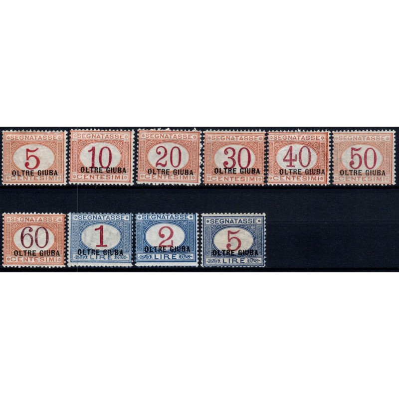 COLONIE 1925 OLTRE GIUBA SEGNATASSE 10 VALORI S.10 G.I MNH** CERT. ...