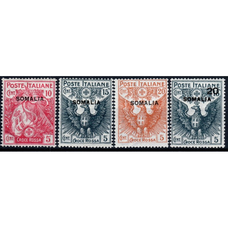 COLONIE 1916 SOMALIA CROCE ROSSA 4 VALORI S.5 G.I MNH**  | Filateli...