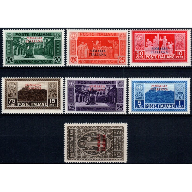 COLONIE 1929 SOMALIA MONTECASSINO 7 VALORI S.27 G.I MNH**  | Filate...