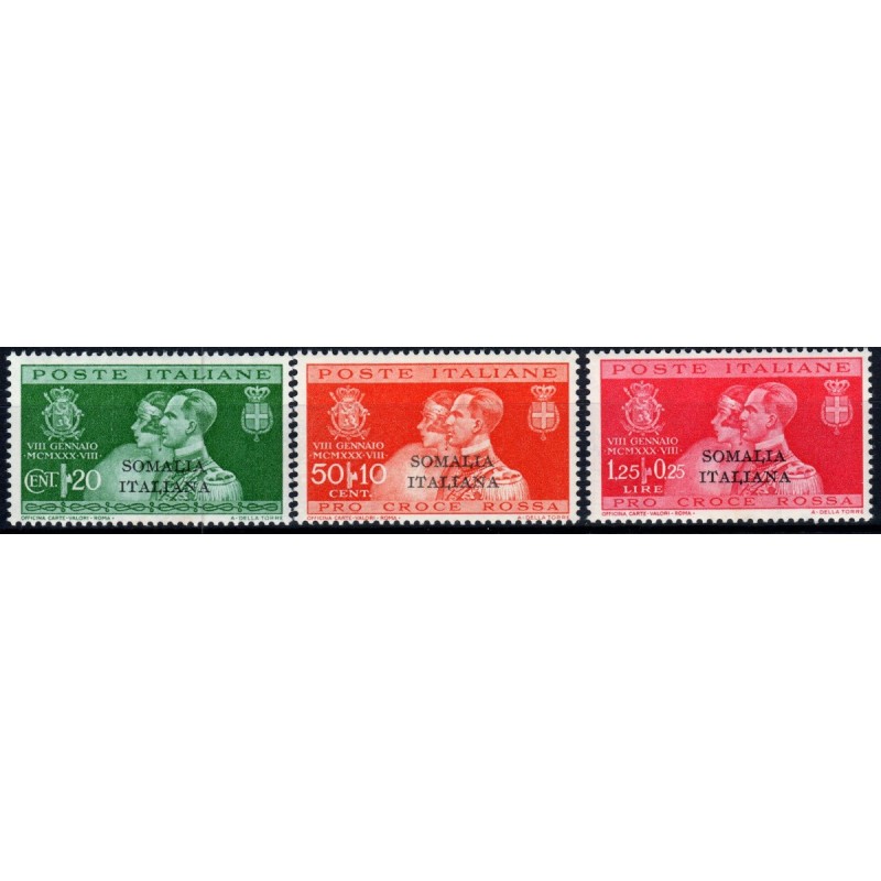 COLONIE 1930 SOMALIA NOZZE DEL PRINCIPE UMBERTO 3 VALORI S.28 G.I M...