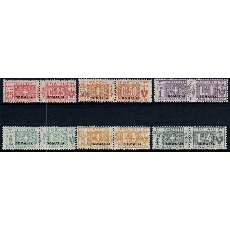 COLONIE 1923 SOMALIA PACCHI POSTALI SOPR. 6 VALORI S.53 G.I MNH** C...