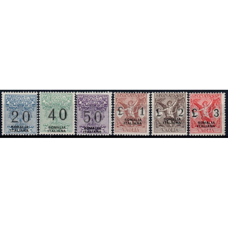 COLONIE 1926 SOMALIA SEGNATASSE PER VAGLIA 6 VALORI S.69 G.I MNH** ...