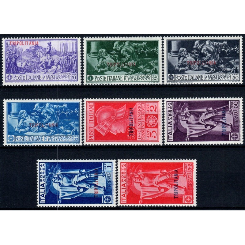 COLONIE 1930 TRIPOLITANIA FERRUCCI 8 VALORI S.17a G.I MNH**  | Fila...