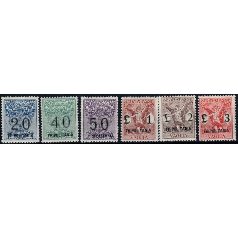 COLONIE 1924 TRIPOLITANIA SEGNATASSE PER VAGLIA 6 VALORI S.36 G.I M...