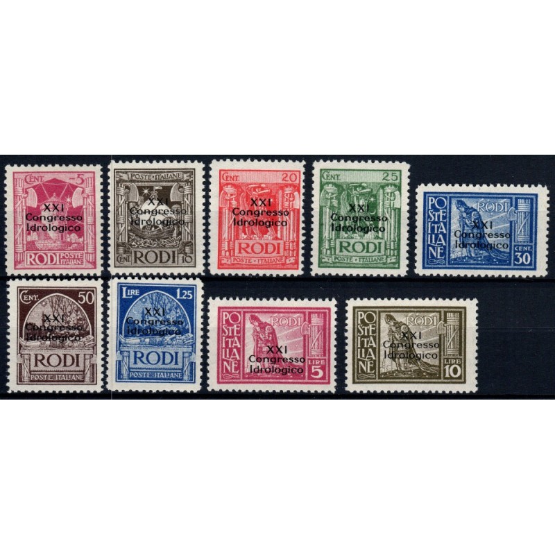 COLONIE 1930 EGEO XXI CONGRESSO IDROLOGICO 9 VALORI S.3 G.I MNH** C...