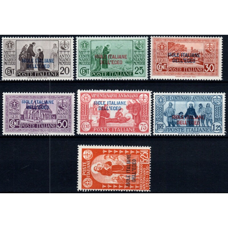 COLONIE 1931 EGEO S. ANTONIO 7 VALORI S.7 G.I MNH**  | Filatelia Me...