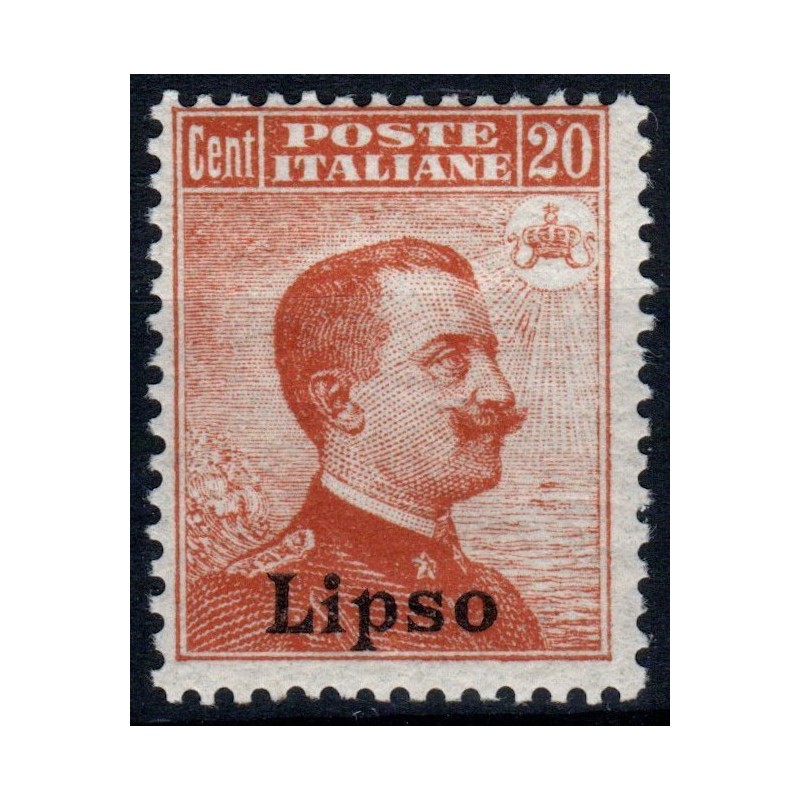 COLONIE 1917 EGEO SOPR. LIPSO 20 CENT. SENZA FILIGRANA G.I MNH**  |...