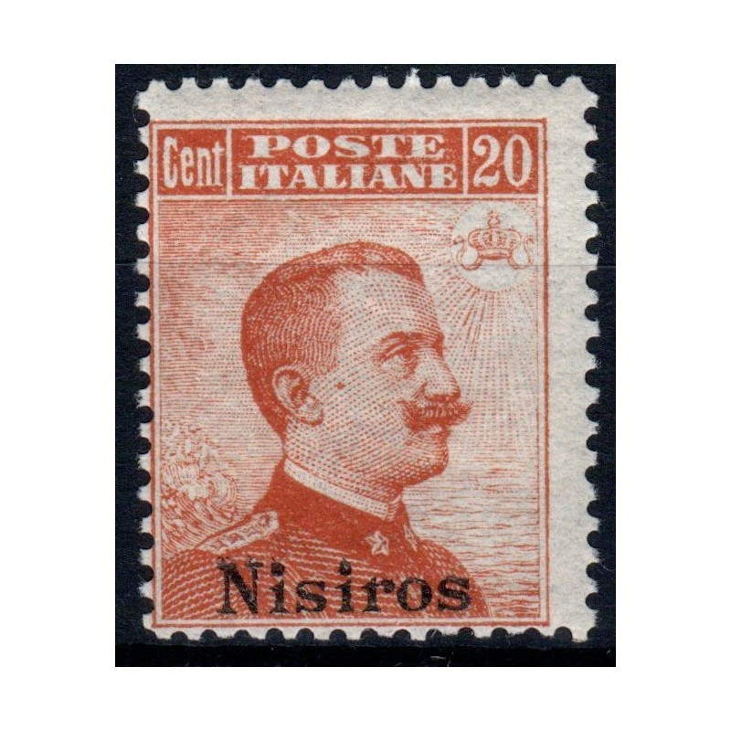 COLONIE 1917 EGEO SOPR. NISIROS 20 CENT. SENZA FILIGRANA G.I MNH** ...