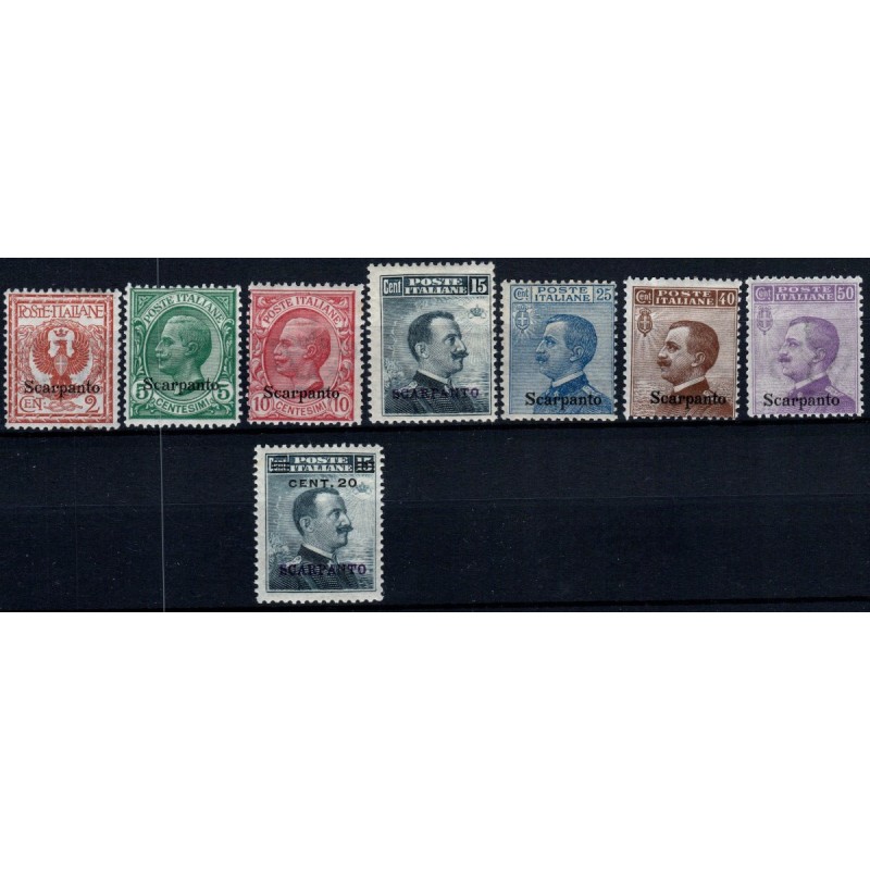 COLONIE 1912 EGEO SOPR. SCARPANTO 8 VALORI G.I MNH**  | Filatelia M...
