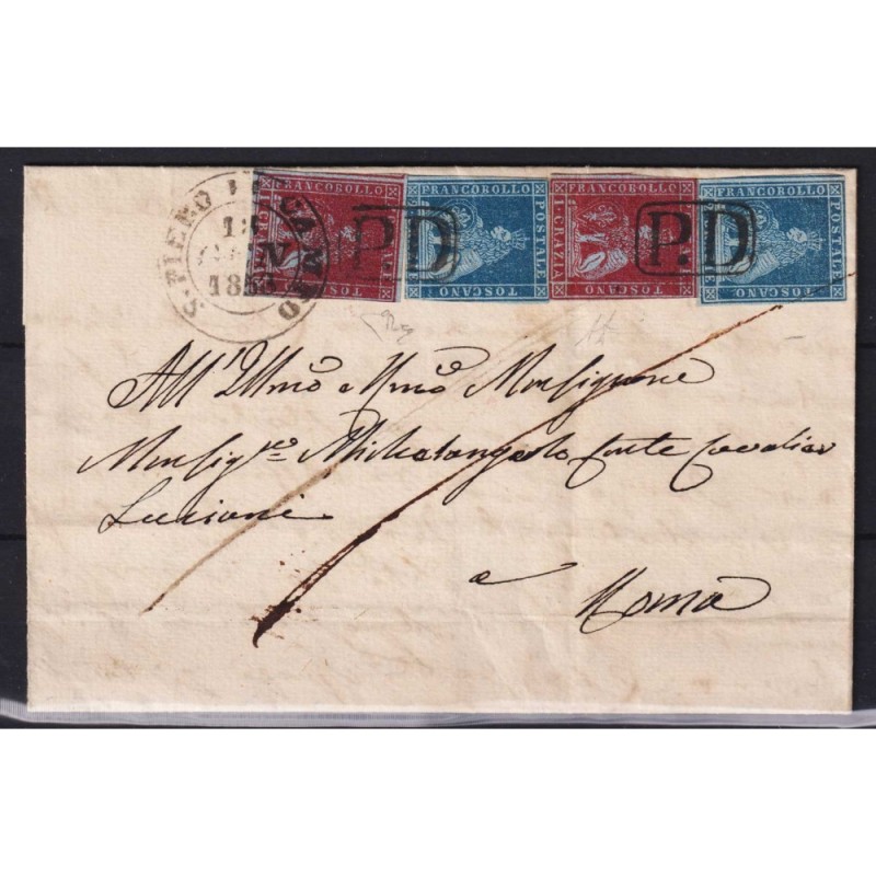 TOSCANA 1851 1 CRAZIA CARMINIO CUPO E 2 CRAZIE AZZURRO VIVO 4 V.BUS...