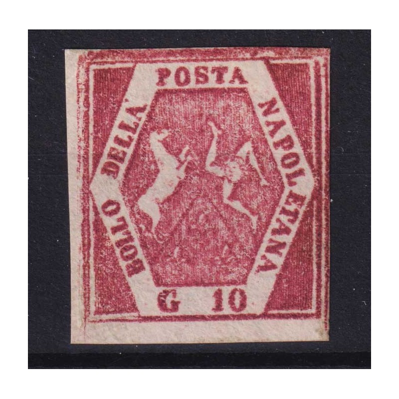 NAPOLI 10 GRANA FALSO V TIPO CARMINIO VIOLACEO N.F7a G.O MLH* CERT....