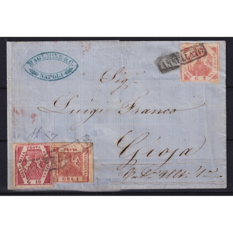 NAPOLI 1858 10 GR. FALSO V TIPO CARMINIO LIL. N.F7 + 1 G. E 2 G. SU...