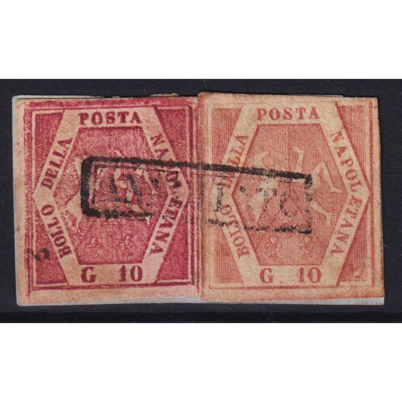 NAPOLI 10 GRANA FALSO V TIPO CARMINIO N.F7 + 10 GR. II TAV US. FRAM...