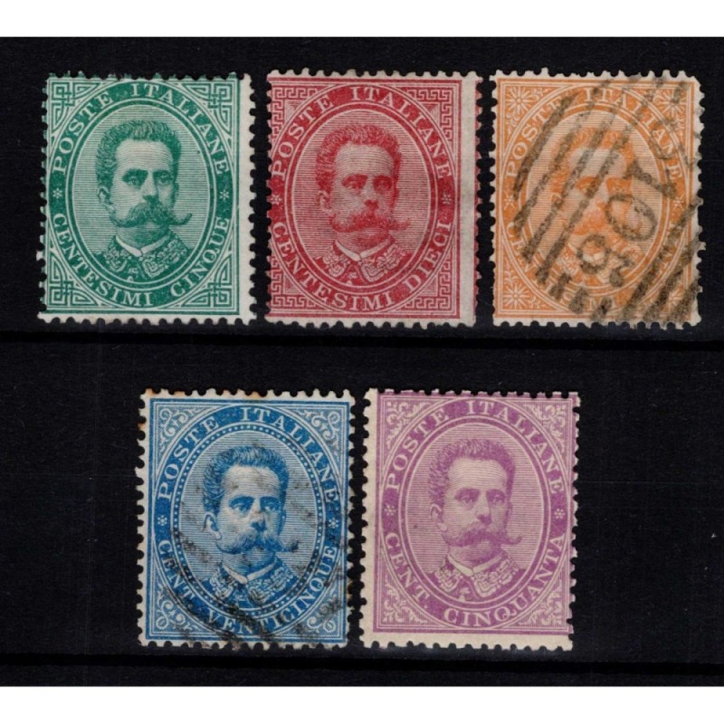 REGNO D'ITALIA 1879 UMBERTO 5 VALORI SENZA GOMMA / US.  | Filatelia...