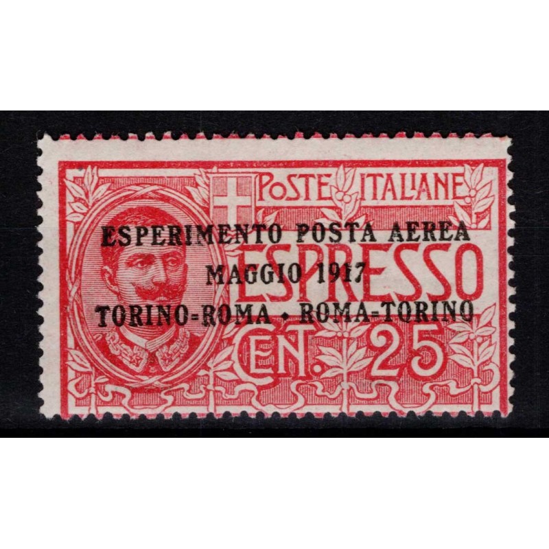 REGNO D'ITALIA 1917 POSTA AEREA ESPRESSO N.1 ESPERIMENTO G.O MH*  |...