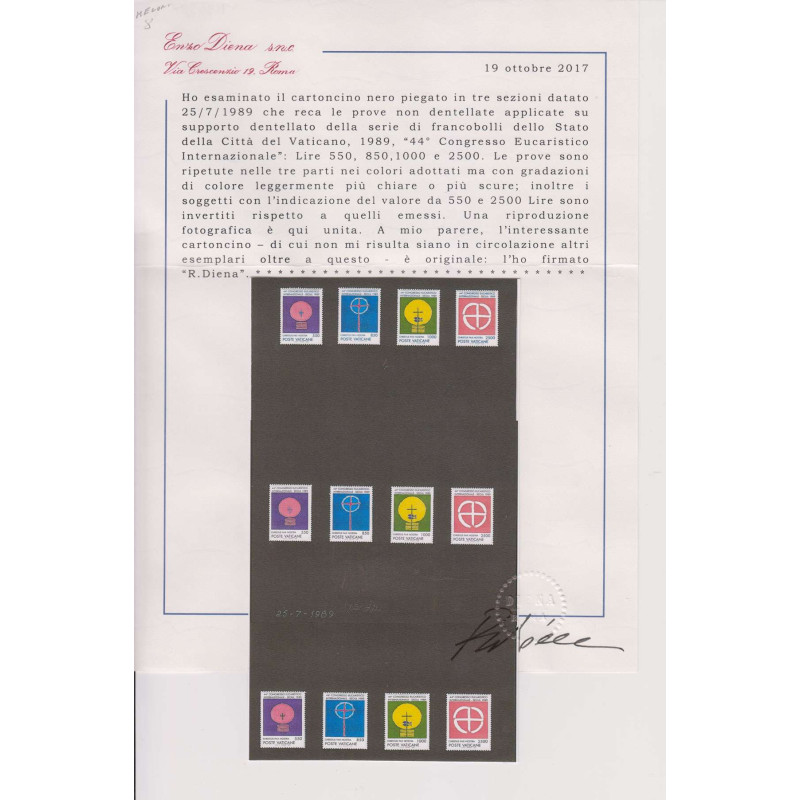 VATICANO 1989 PROVE NON DENTELLATE 44 CONGRESSO EUCARISTICO INTERNA...