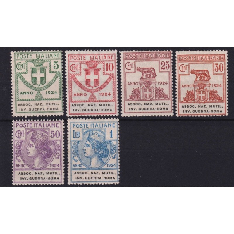 REGNO 1924 ENTI ASSOC. NAZ. MUTIL. INV. GUERRA ROMA 6 V. G.O MH*  |...