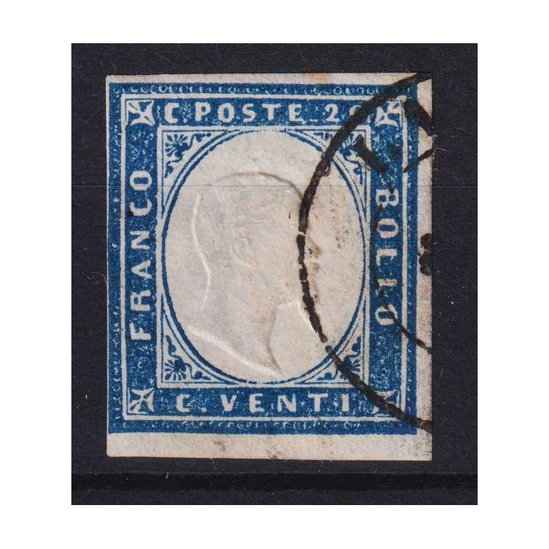 SARDEGNA 1860 20 CENTESIMI AZZURRO N.15Ca US.  | Filatelia Meloni