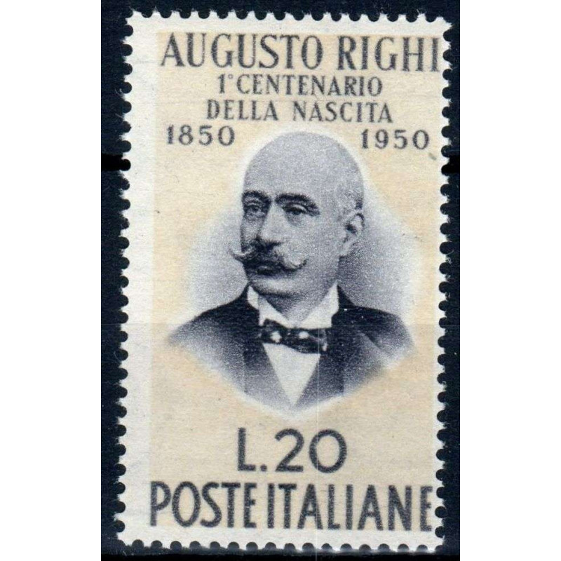 REPUBBLICA 1950 AUGUSTO RIGHI 20 LIRE G.I MNH** BEN CENTRATO 8  | F...