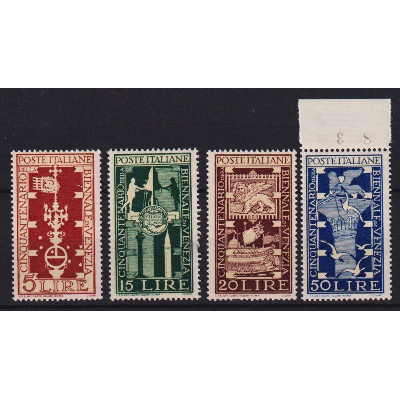REPUBBLICA 1949 BIENNALE D'ARTE VENEZIA 4 V. G.I MNH**  | Filatelia...