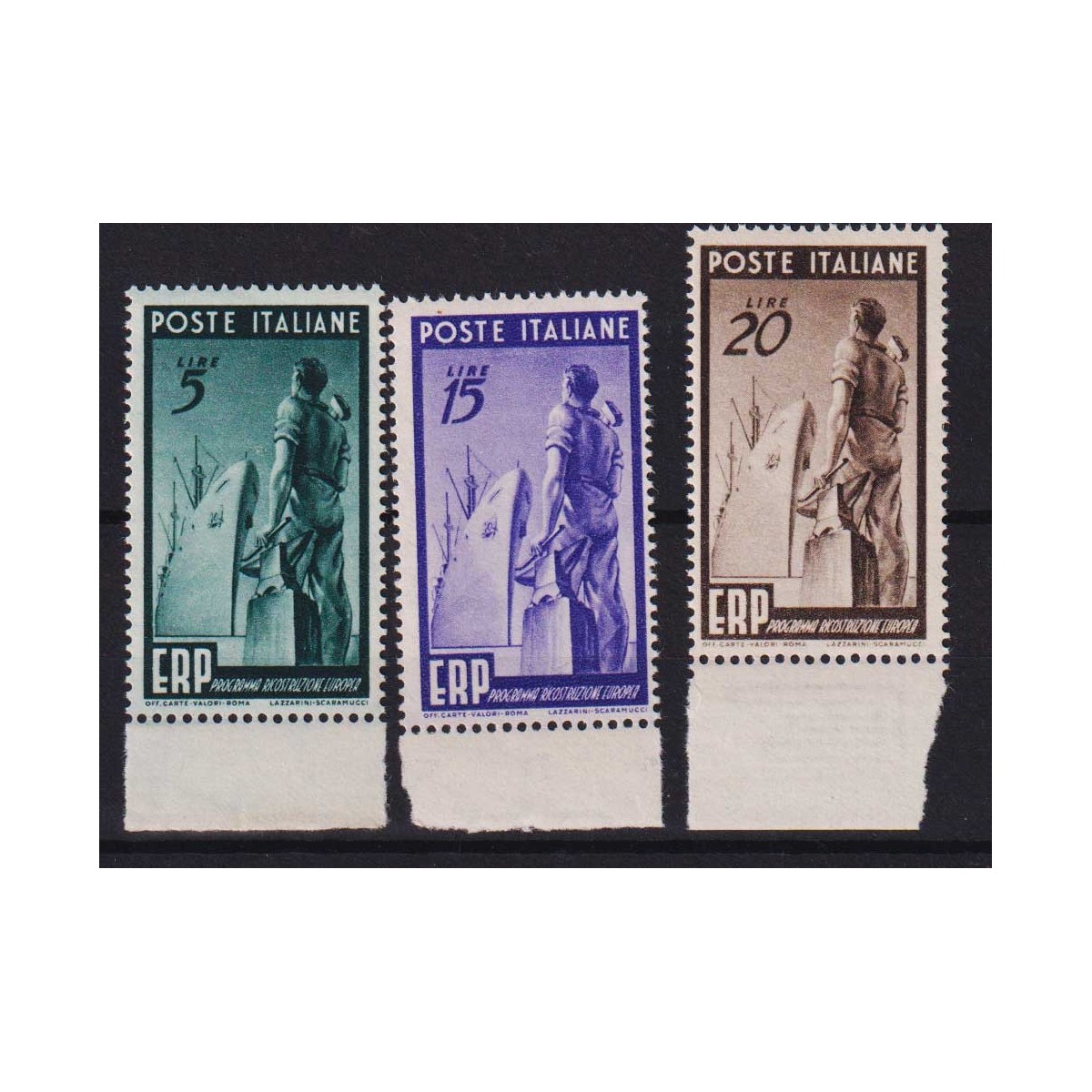 REPUBBLICA 1949 E.R.P 3 V. G.I MNH** BORDO FOGLIO | Filatelia Meloni REPUBBLICA 1949 E.R.P 3 V. G.I MNH** BORDO FOGLIO | Filatelia Meloni