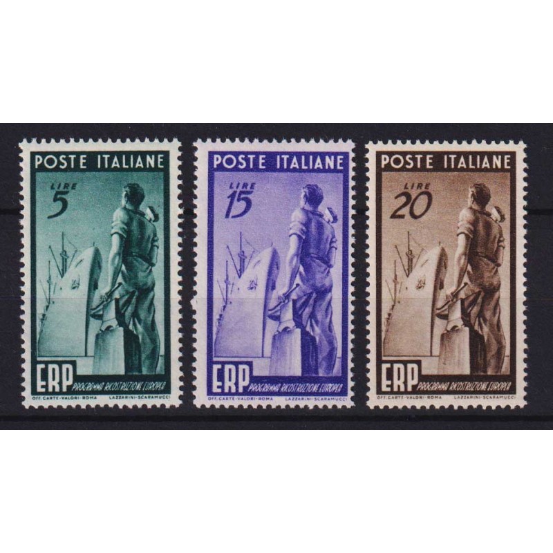 REPUBBLICA 1949 E.R.P 3 V. G.I MNH**  | Filatelia Meloni