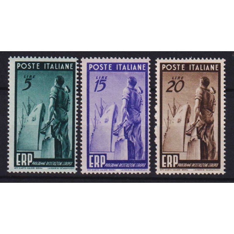 REPUBBLICA 1949 E.R.P 3 V. G.I MNH**  | Filatelia Meloni