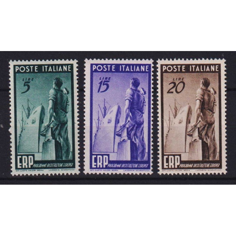 REPUBBLICA 1949 E.R.P 3 V. G.I MNH**  | Filatelia Meloni