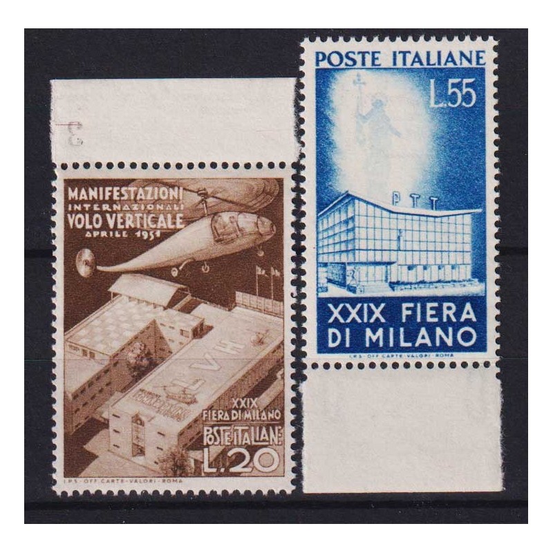 REPUBBLICA 1951 FIERA DI MILANO 2 V. G.I MNH** BORDO FOGLIO  | Fila...