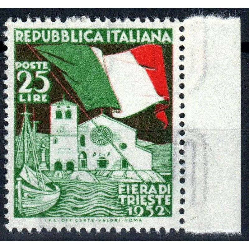 REPUBBLICA 1952 FIERA DI TRIESTE G.I MNH** BORDO FOGLIO 3  | Filate...