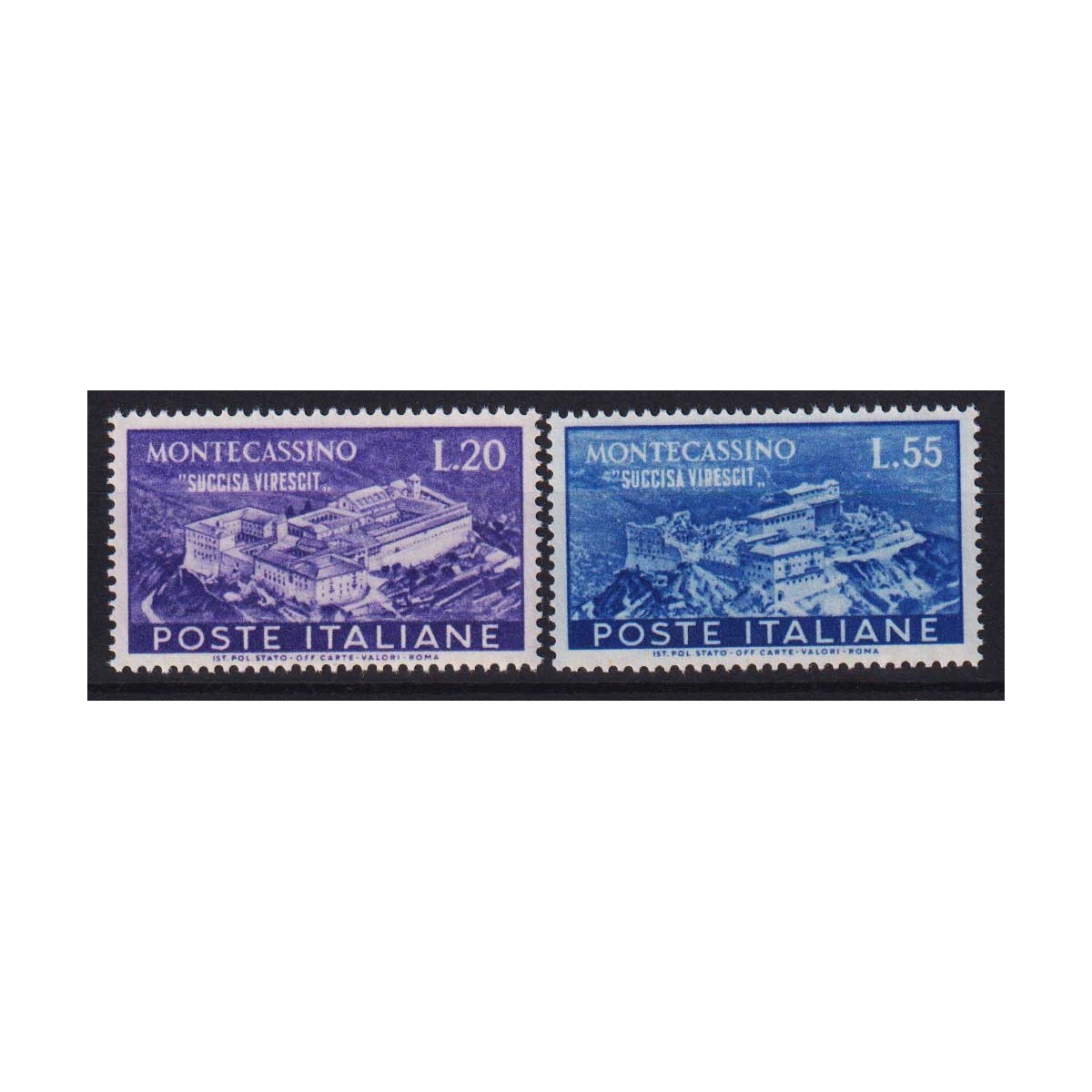 REPUBBLICA 1951 MONTECASSINO 2 V. G.I MNH** | Filatelia Meloni REPUBBLICA 1951 MONTECASSINO 2 V. G.I MNH** | Filatelia Meloni