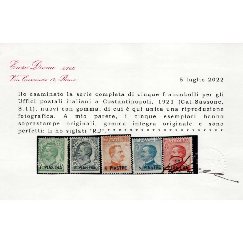 OCCUPAZIONI LEVANTE COSTANTINOPOLI 1921 SERIE CMP 5 V. N.28-32 G.I ...
