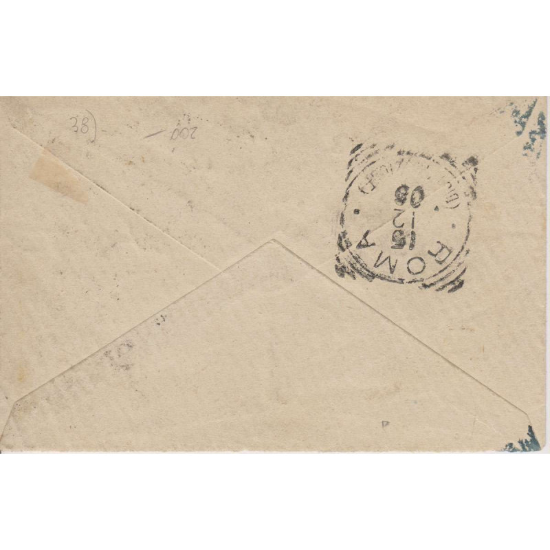 1901 REGNO PROVE 5 c. FLOREALE BLOCCO DI 3 n.P70 BUSTA VIAGGIATA CE...
