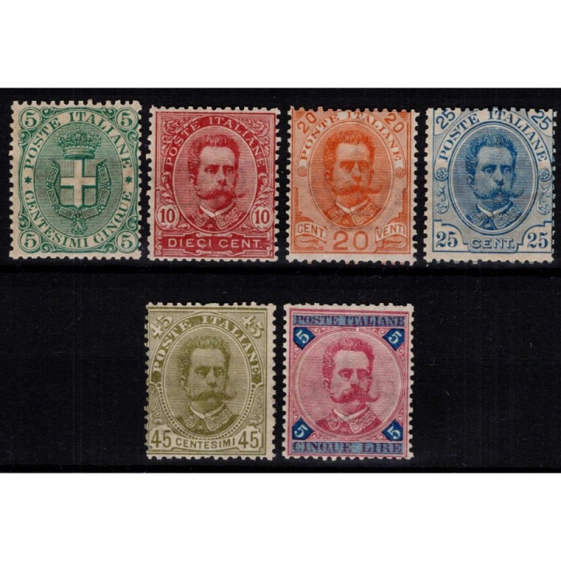 REGNO D'ITALIA 1891-96 STEMMA E UMBERTO 6 V. N.59-64 G.I MNH** CERT...