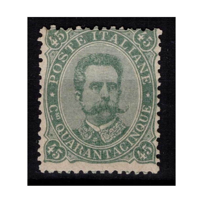REGNO D'ITALIA 1889 UMBERTO I 45 CENTESIMI N.46 G.O MLH* CERT.  | F...