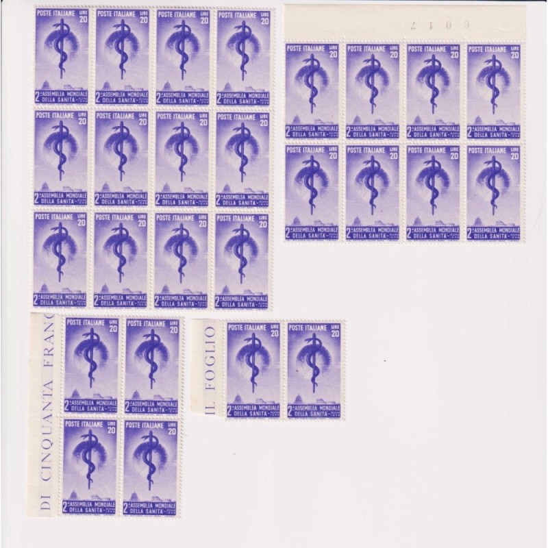 REPUBBLICA 1949 ORGANIZZAZIONE MONDIALE SANITA' 26 V. G.I MNH**  | ...