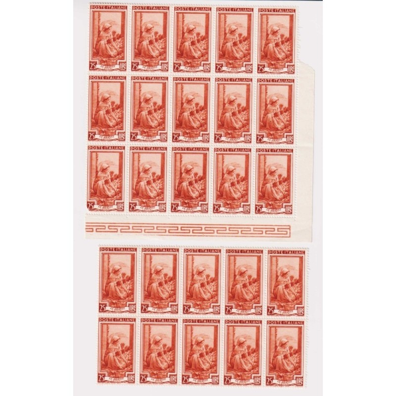 REPUBBLICA 1950 ITALIA A LAVORO 10 L. 25 L. 35 L. 75 G.I MNH** COME...