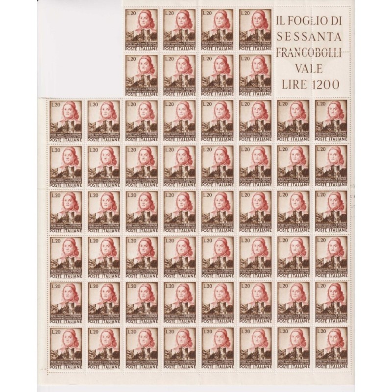 REPUBBLICA 1951 VANNUCCI IL PERUGINO 95 VALORI G.I MNH** COME DA FO...